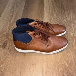 ALDO Mens Size 11 Brown Leather Casual Dress Sneakers Lace Up Comfort Shoes NWOB